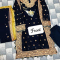 3 Pcs Women's Stitched Crinkle Chiffon Embroidered Suit.