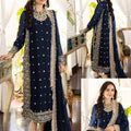 3 Pcs Women's Stitched Crinkle Chiffon Embroidered Suit.