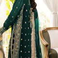 3 Pcs Women's Stitched Crinkle Chiffon Embroidered Suit.