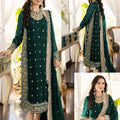 3 Pcs Women's Stitched Crinkle Chiffon Embroidered Suit.