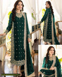 3 Pcs Women's Stitched Crinkle Chiffon Embroidered Suit.