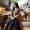 3 Pcs Women's Stitched Fancy Katan Silk Embroidered Maxi.