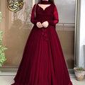 3 Pcs Women's Stitched Chiffon Plain Maxi.