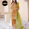 3 Pcs Women's Stitched Organza Embroidered Suit.