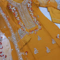 3 Pcs Women's Stitched Hand Designed Embroidered with Organza Dupatta.