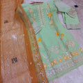 3 Pcs Women's Stitched Organza Embroidered Suit.