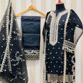 3 Pcs Women's Stitched Embroidered Suit.