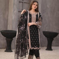 3 Pcs Women's Stitched Embroidered Suit.