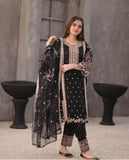 3 Pcs Women's Stitched Embroidered Suit.