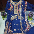 3 Pcs Women's Stitched Embroidered Suit.